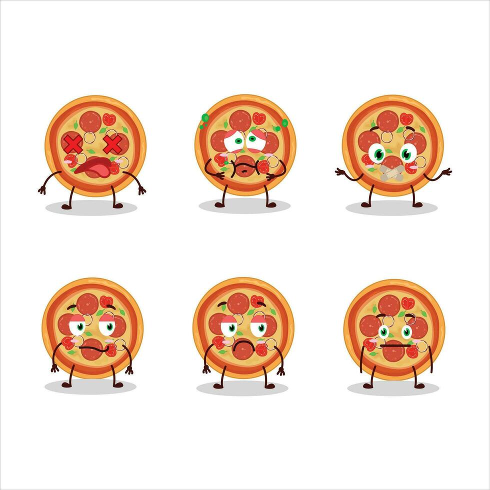 carne pizza desenho animado personagem com Não expressão vetor