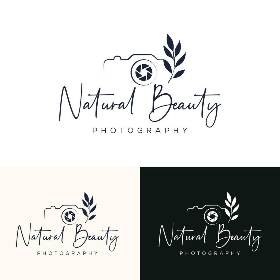 natural luxo assinatura e fotografia logotipo vetor