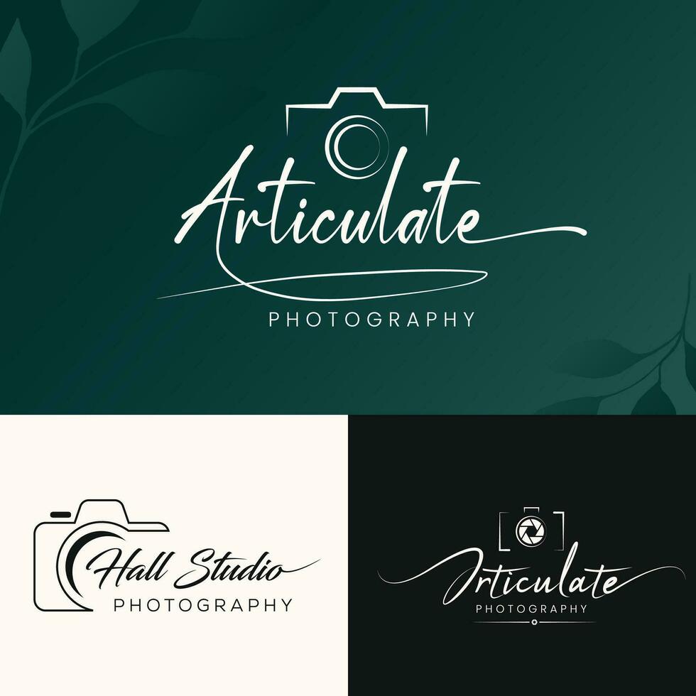 natural luxo assinatura e fotografia logotipo vetor