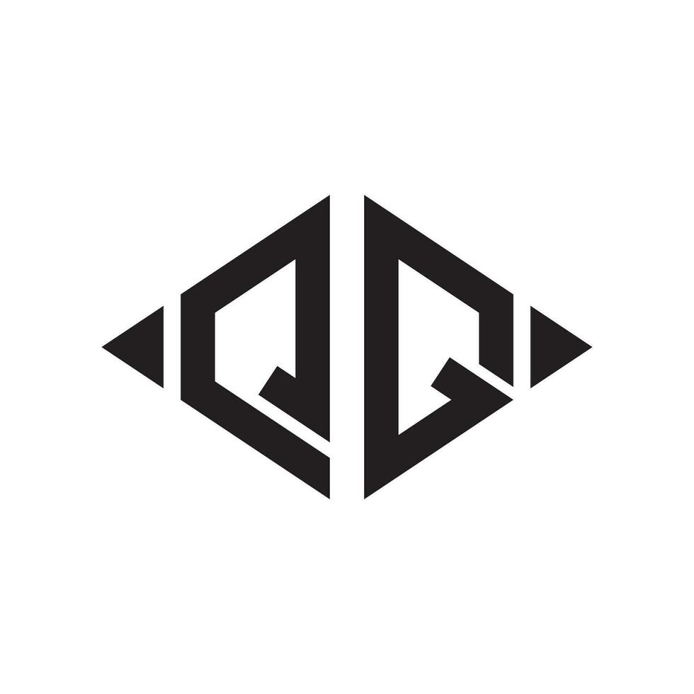 logotipo q losango estendido monograma 2 cartas alfabeto Fonte logotipo logótipo bordado vetor