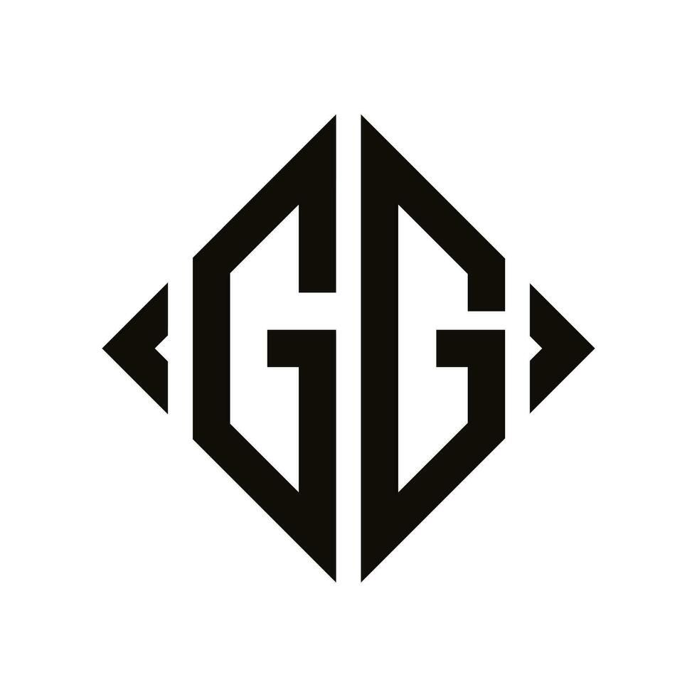 logotipo g. losango monograma 2 cartas alfabeto Fonte logotipo logótipo bordado vetor