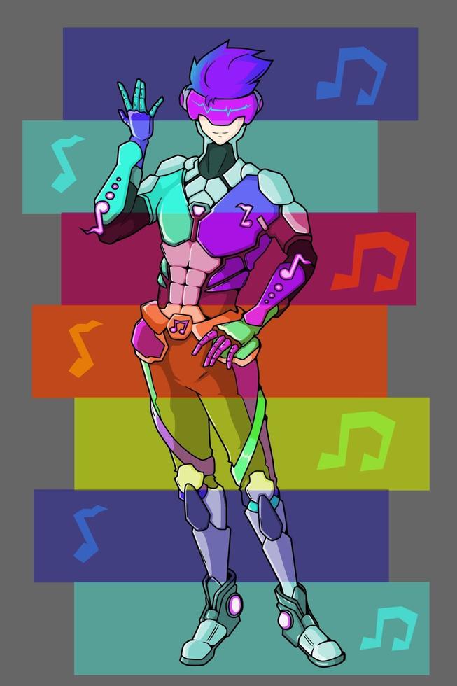 design de jogo de personagem de herói musical vetor