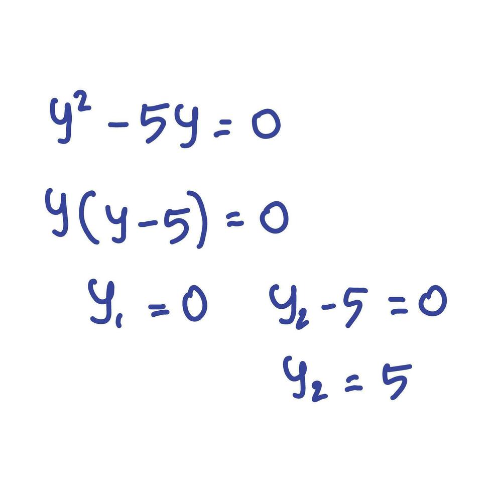 resolução quadrático equações de fatoração. álgebra, cálculo Senior alto. matemático fórmulas. vetor ilustração. isolado em branco fundo.