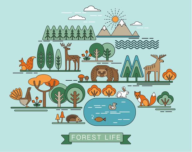 Ilustração do vetor da vida da floresta.
