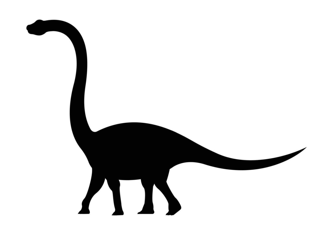 omeissauro dinossauro silhueta vetor isolado em branco fundo