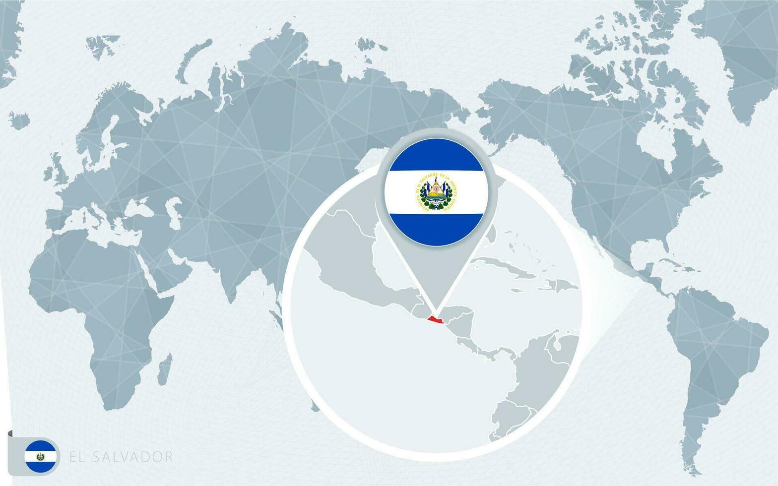 pacífico centrado mundo mapa com ampliado el salvador. bandeira e mapa do el salvador. vetor