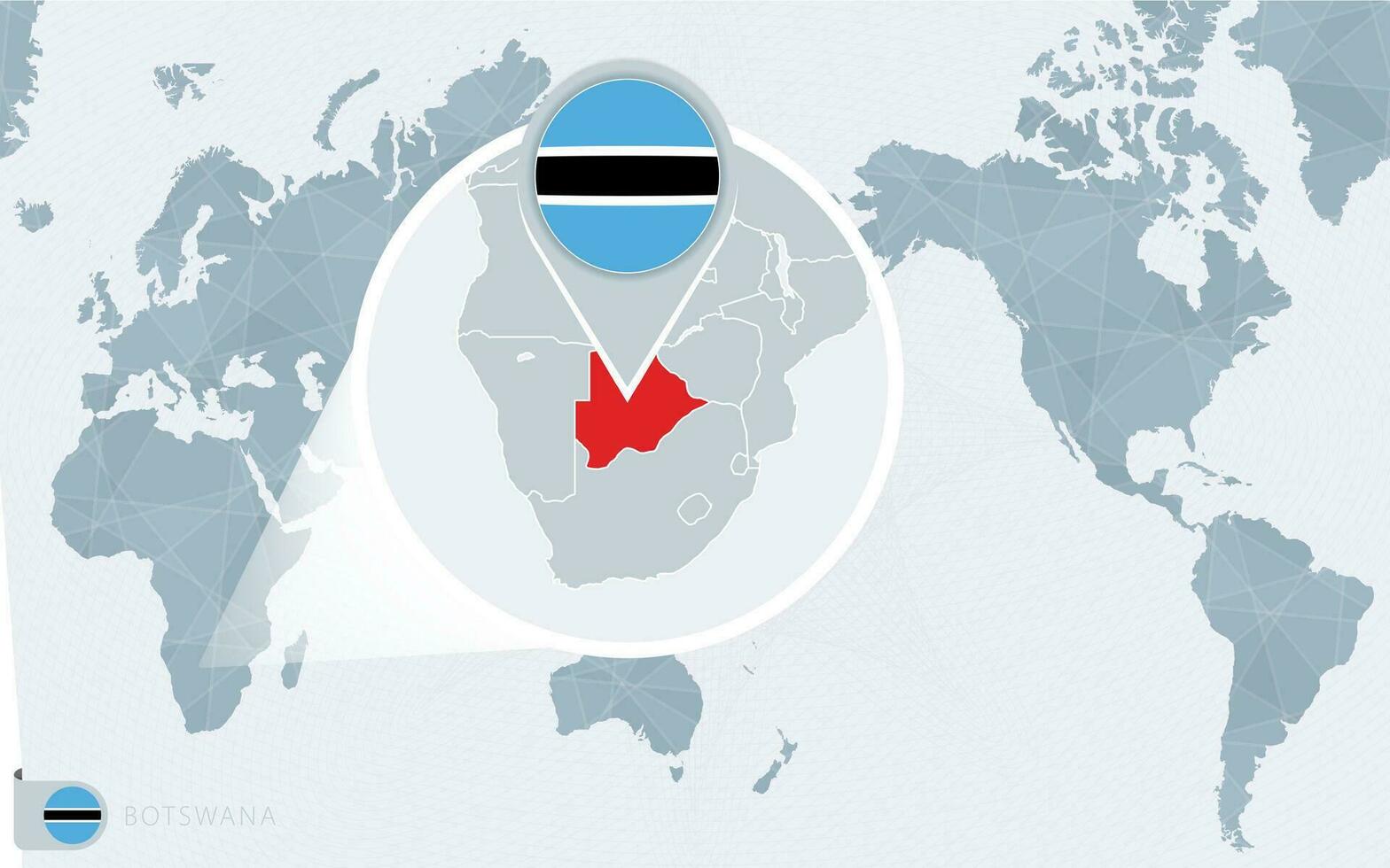 pacífico centrado mundo mapa com ampliado botswana. bandeira e mapa do botswana. vetor
