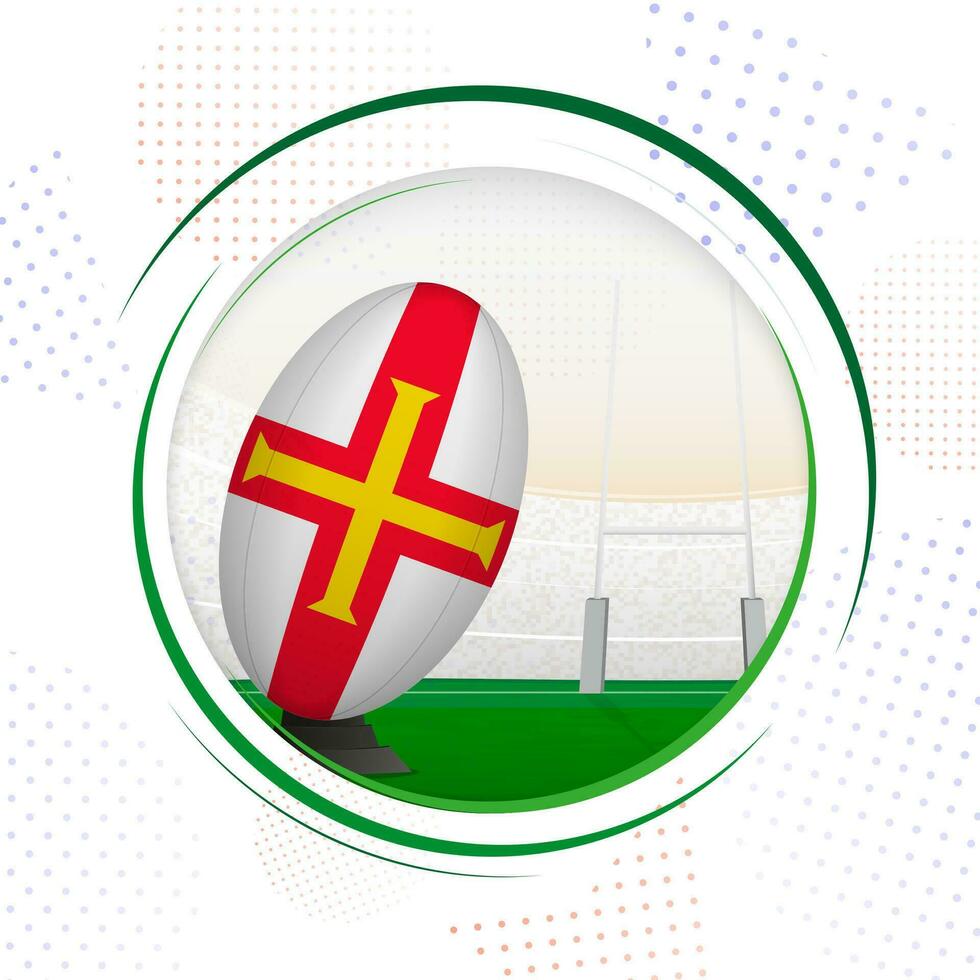 bandeira do Guernsey em rúgbi bola. volta rúgbi ícone com bandeira do guernsey. vetor