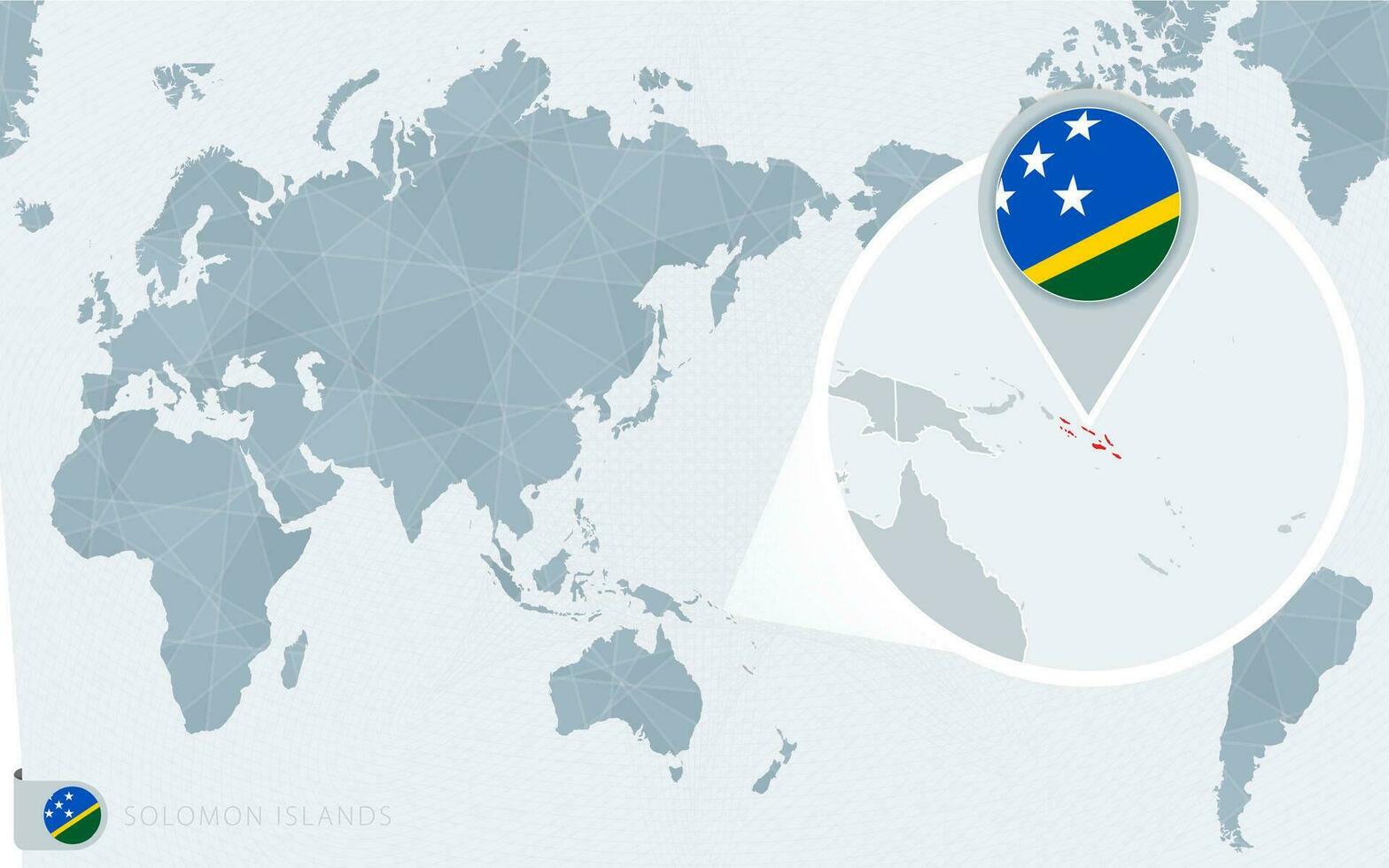 pacífico centrado mundo mapa com ampliado Salomão ilhas. bandeira e mapa do Salomão ilhas. vetor