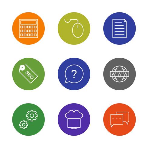 Conjunto de vetor SEO Search Engine Optimization Icons