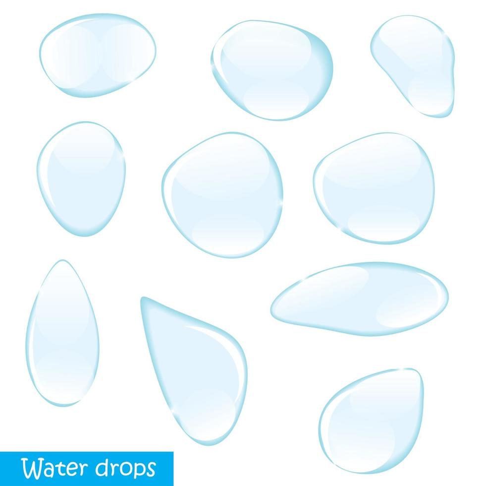 gotas de água realistas em ilustração vetorial de fundo transparente vetor