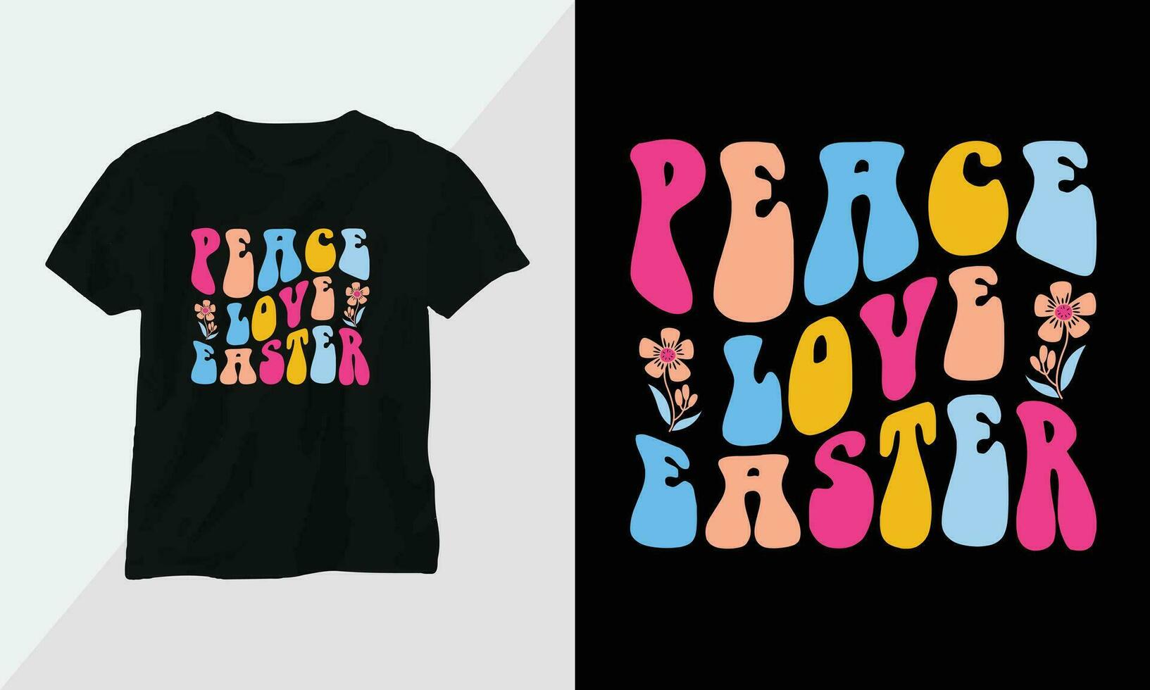 Paz amor Páscoa - retro groovy inspirado camiseta Projeto com retro estilo vetor