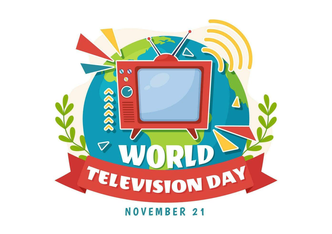 mundo televisão dia vetor ilustração em novembro 21 com televisão para rede bandeira ou poster dentro plano desenho animado fundo Projeto