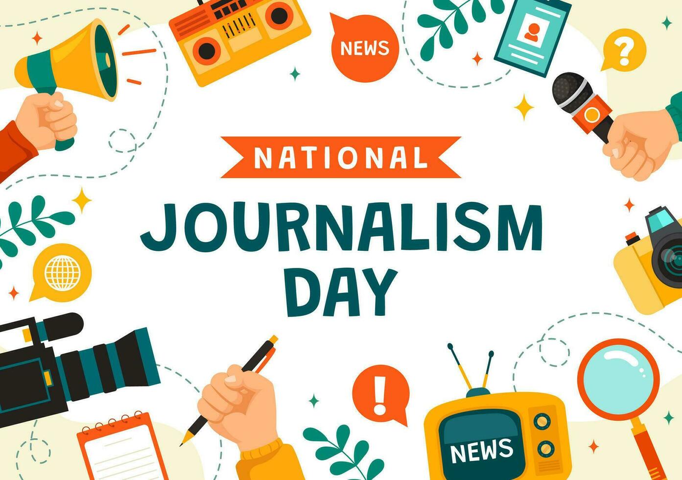 nacional jornalismo dia vetor ilustração para reconhecimento e apreciação para a implacável esforços do jornalistas com Diário equipamentos Projeto