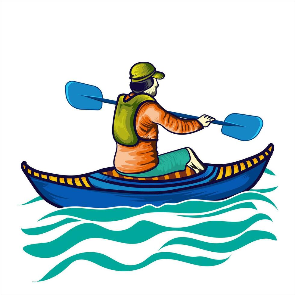 caiaque vetor ilustração com colorida barco