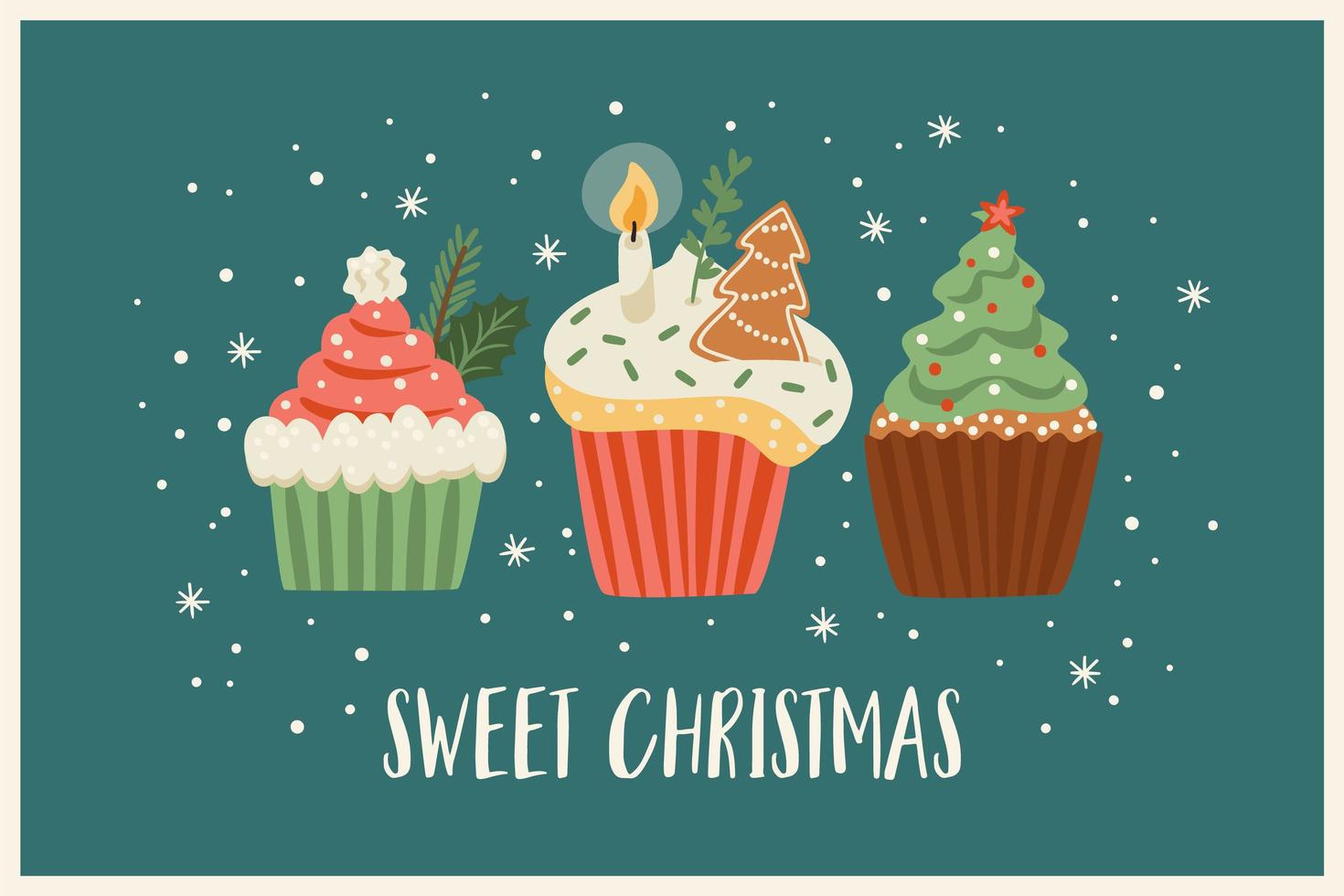 ilustração de Natal e feliz ano novo com doces de Natal. modelo de design do vetor. vetor