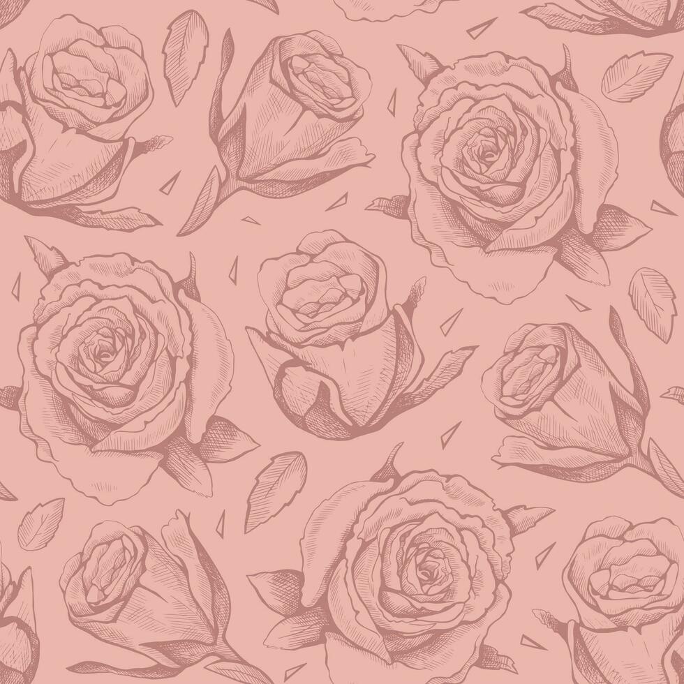 Rosa desatado vetor padronizar do mão desenhado rosas. ilustração para invólucro papel, tecido, papel de parede.