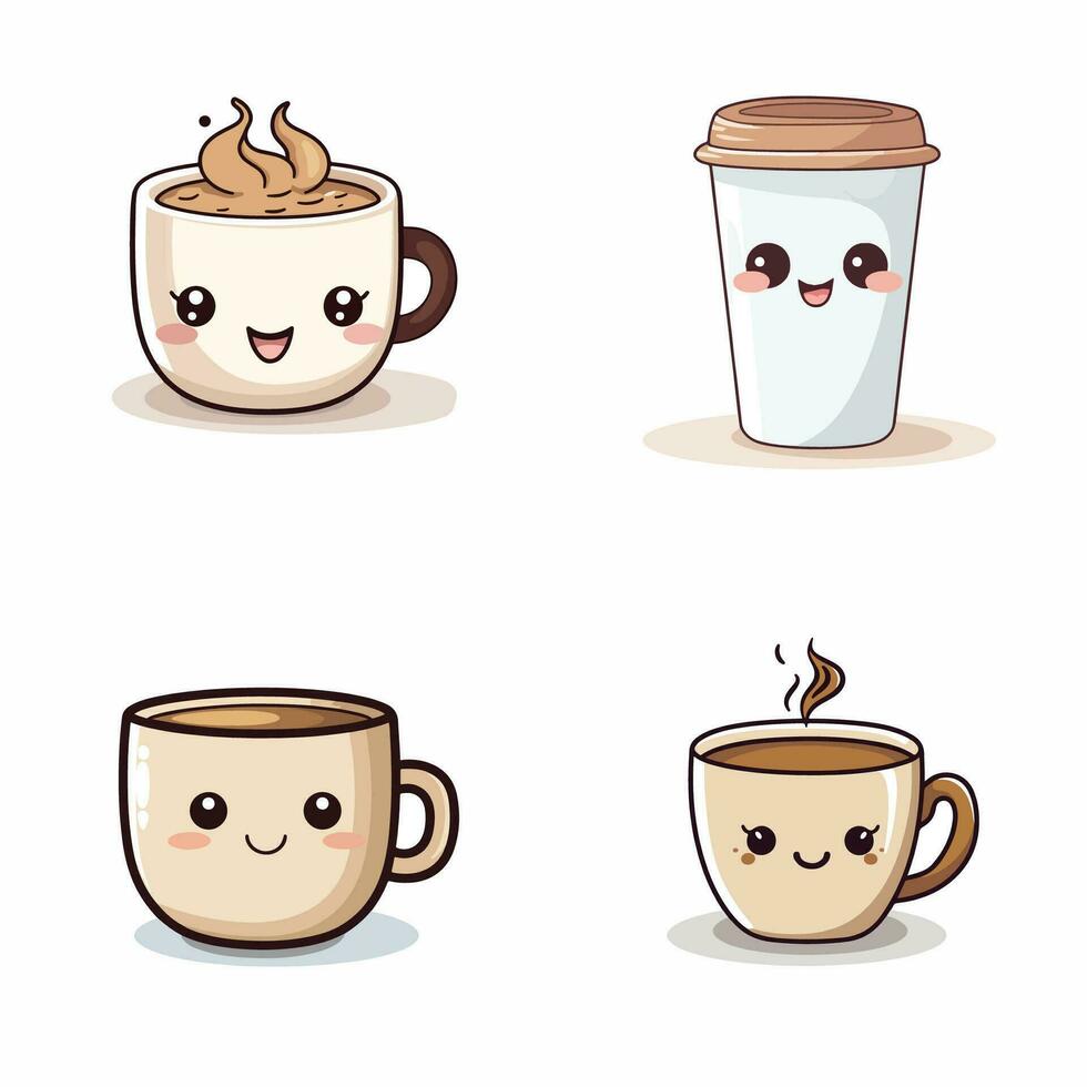 uma café copo kawaii vetor