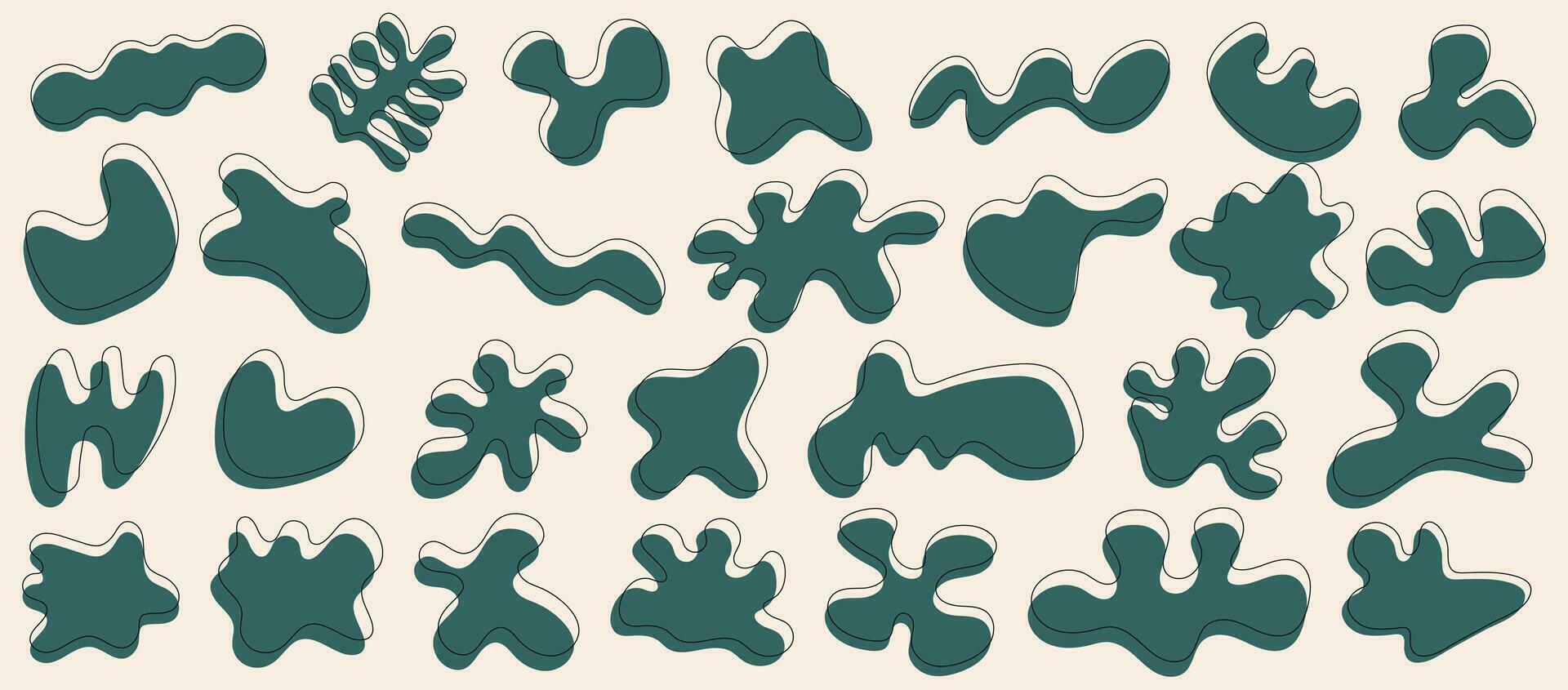 conjunto do vetor abstrato formas. ameba pontos, corais, líquido pontos. moderno vetor ilustração em isolado fundo.