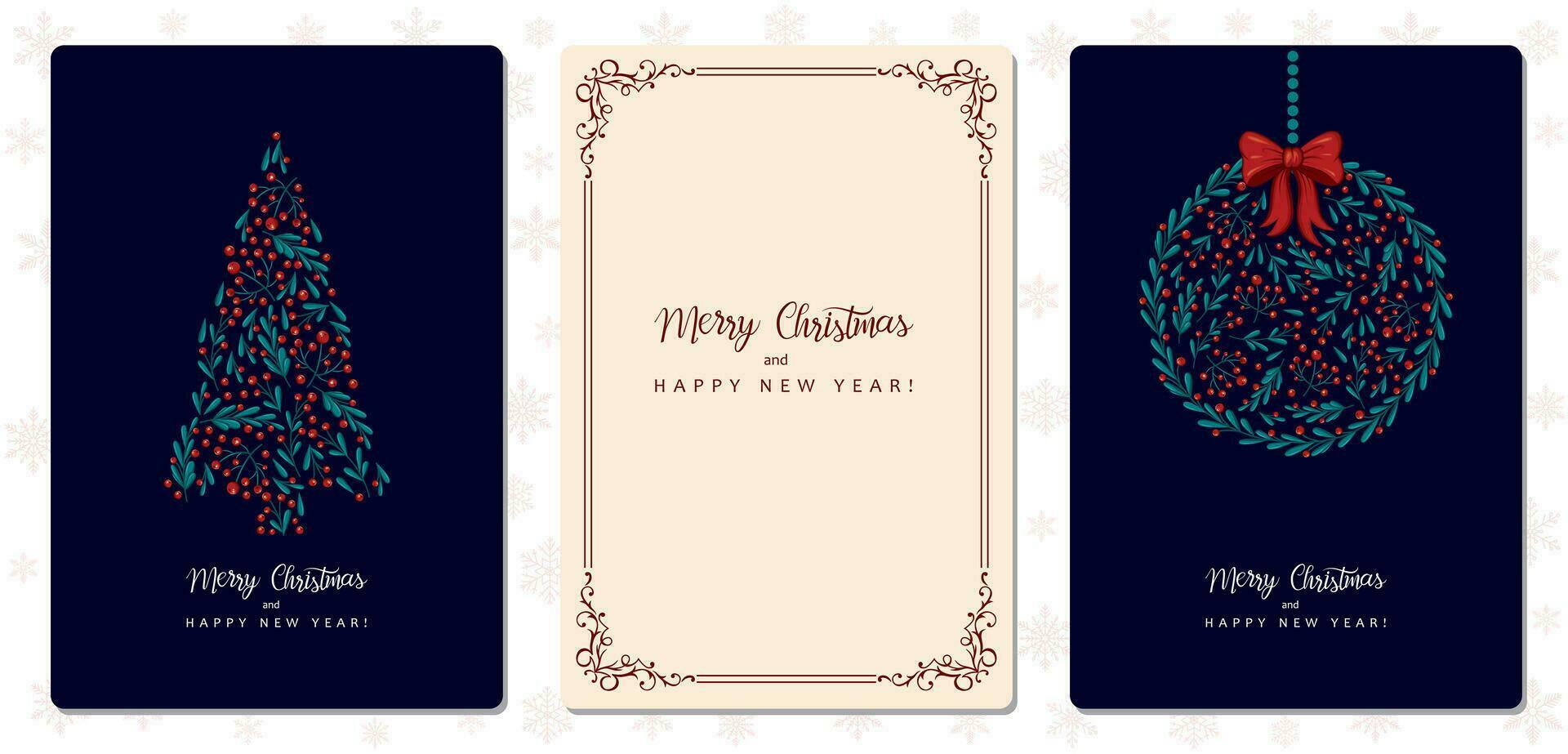 vetor conjunto do moderno cartões para Parabéns em a Natal feriados.