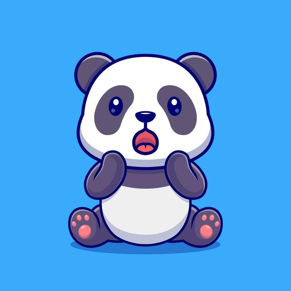 fofa panda surpreso desenho animado vetor ícone ilustração. animal natureza ícone conceito isolado Prêmio vetor. plano desenho animado estilo