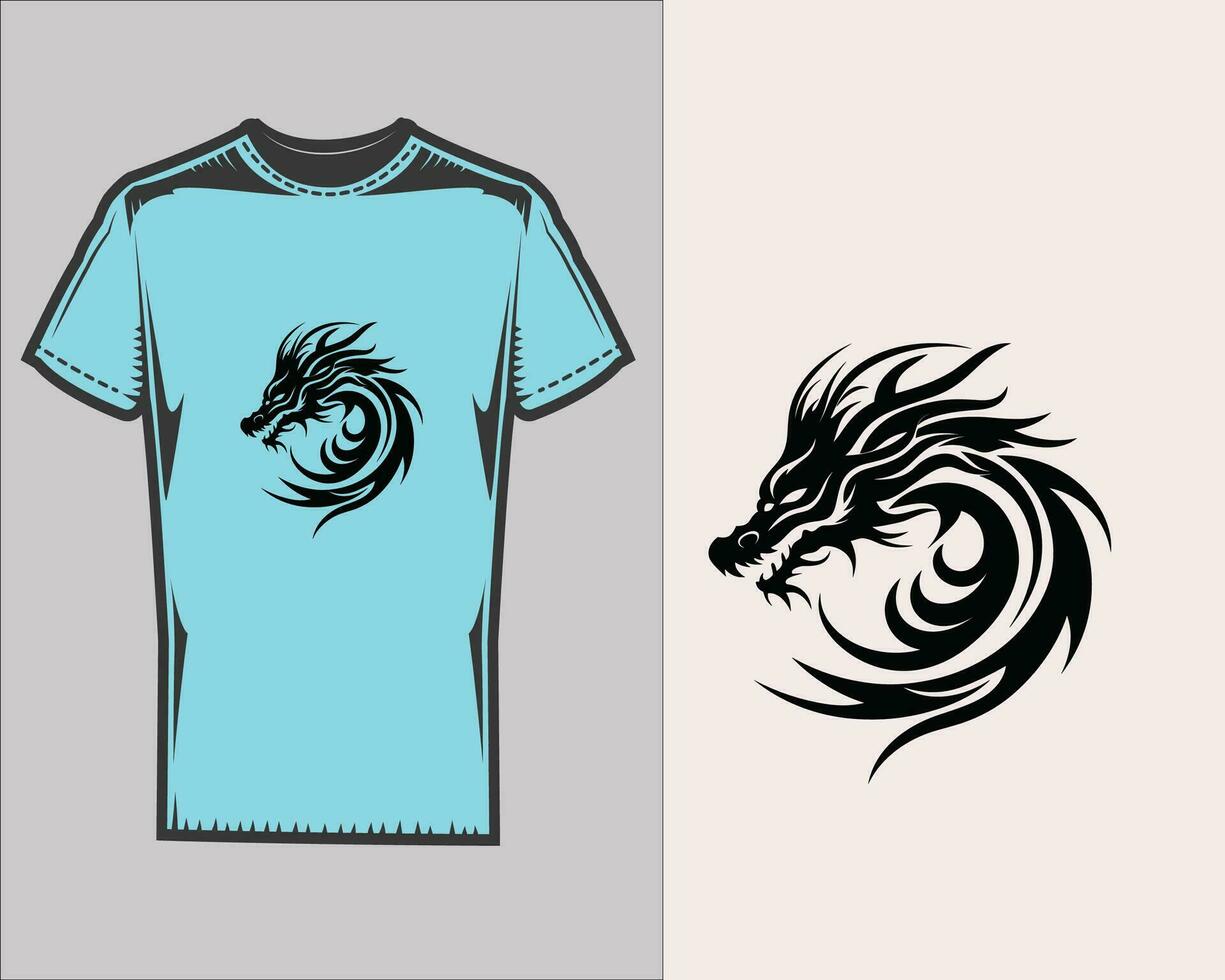 espiral Dragão em uma luz azul camiseta vetor