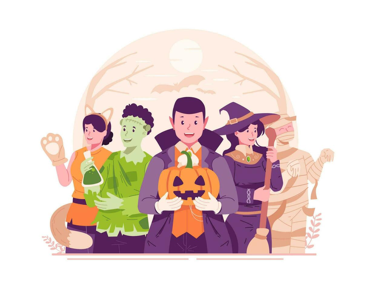 Feliz dia das bruxas. crianças pequenas engraçadas na fantasia de drácula  com cesta de abóbora para doces ou travessuras em fundo branco.