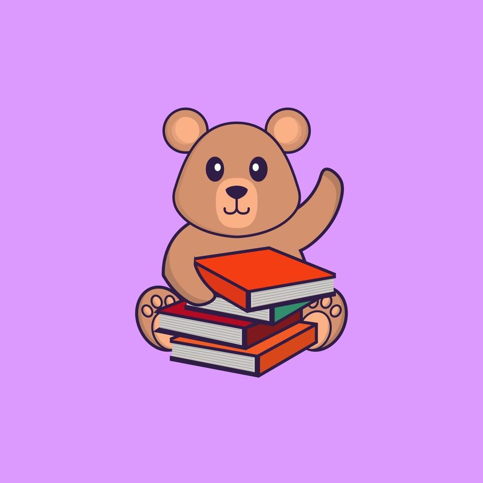 rato bonito lendo um livro. conceito de desenho animado animal isolado. pode ser usado para t-shirt, cartão de felicitações, cartão de convite ou mascote. estilo cartoon plana vetor