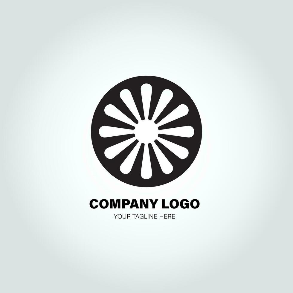 companhia logotipo com girar formas, dentro a estilo do minimalista monocromático, Preto e branco, simples, estêncil Projeto estilo vetor