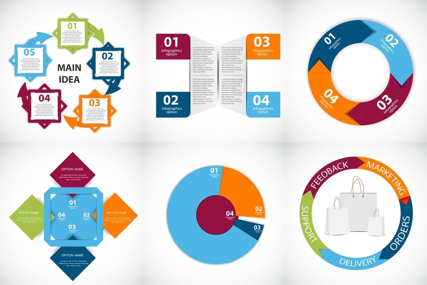 coleção de modelos de infográfico para ilustração vetorial de negócios vetor