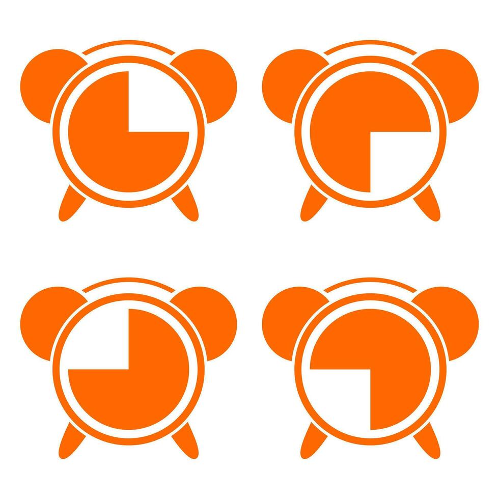 alarme relógio vetor ícone conjunto dentro laranja cor em branco fundo