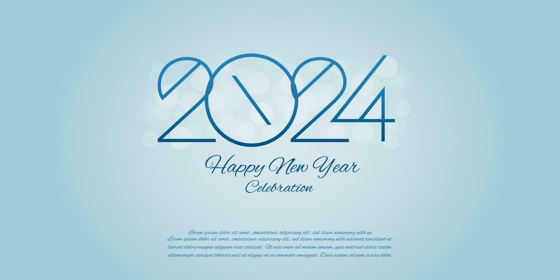 feliz Novo ano 2024. festivo realista decoração. comemoro 2024 festa em uma azul fundo vetor