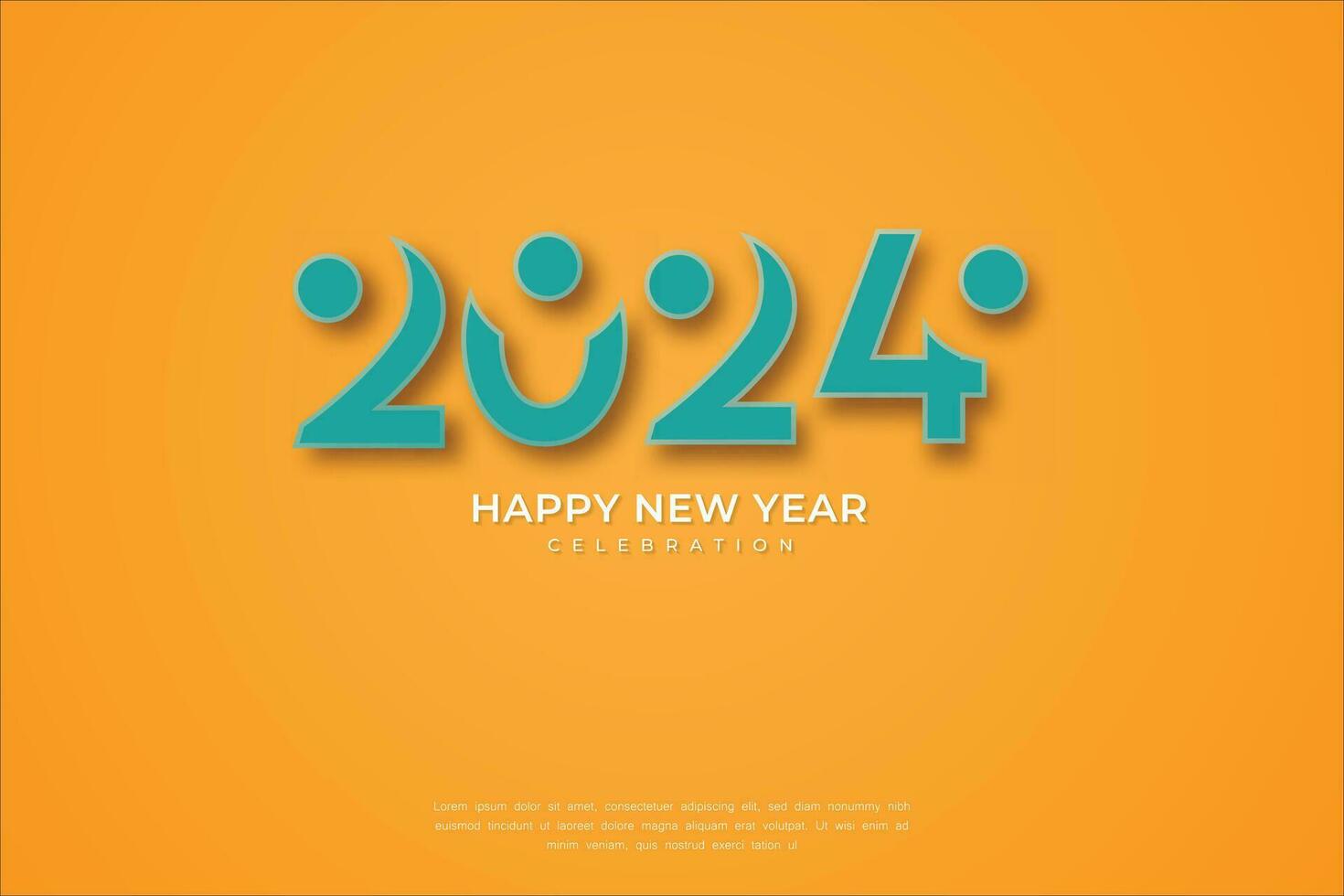 simples e limpar \ limpo Projeto feliz Novo ano 2024. laranja fundo para bandeiras, cartazes ou calendário. vetor