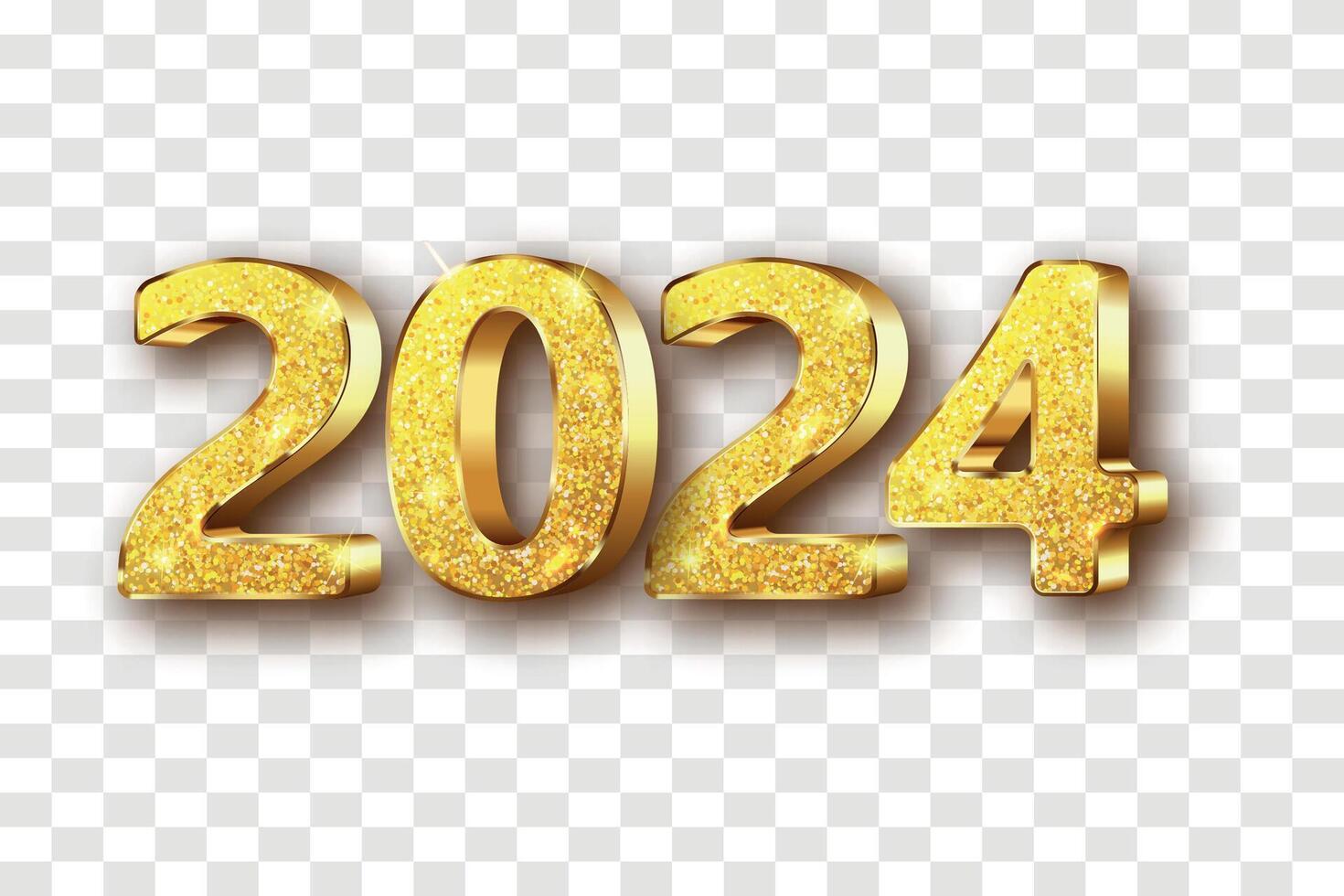 simples e limpar \ limpo Projeto feliz Novo ano 2024. ouro números para fundo para bandeiras, cartazes ou calendário. vetor