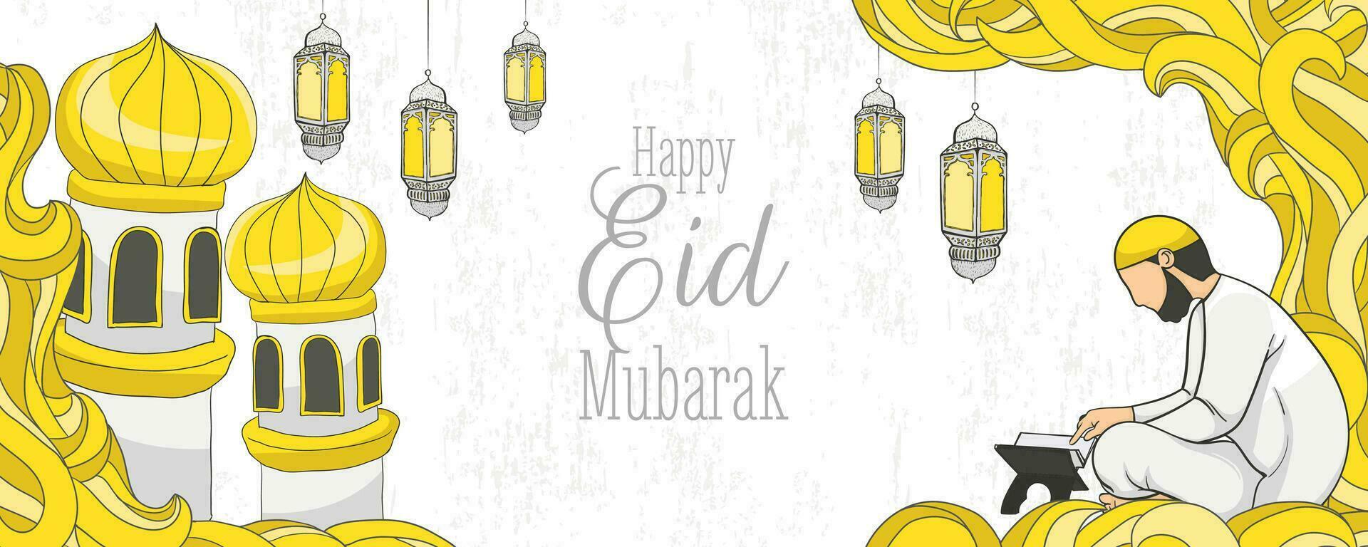 eid Mubarak fundo com mão desenhado ilustração vetor