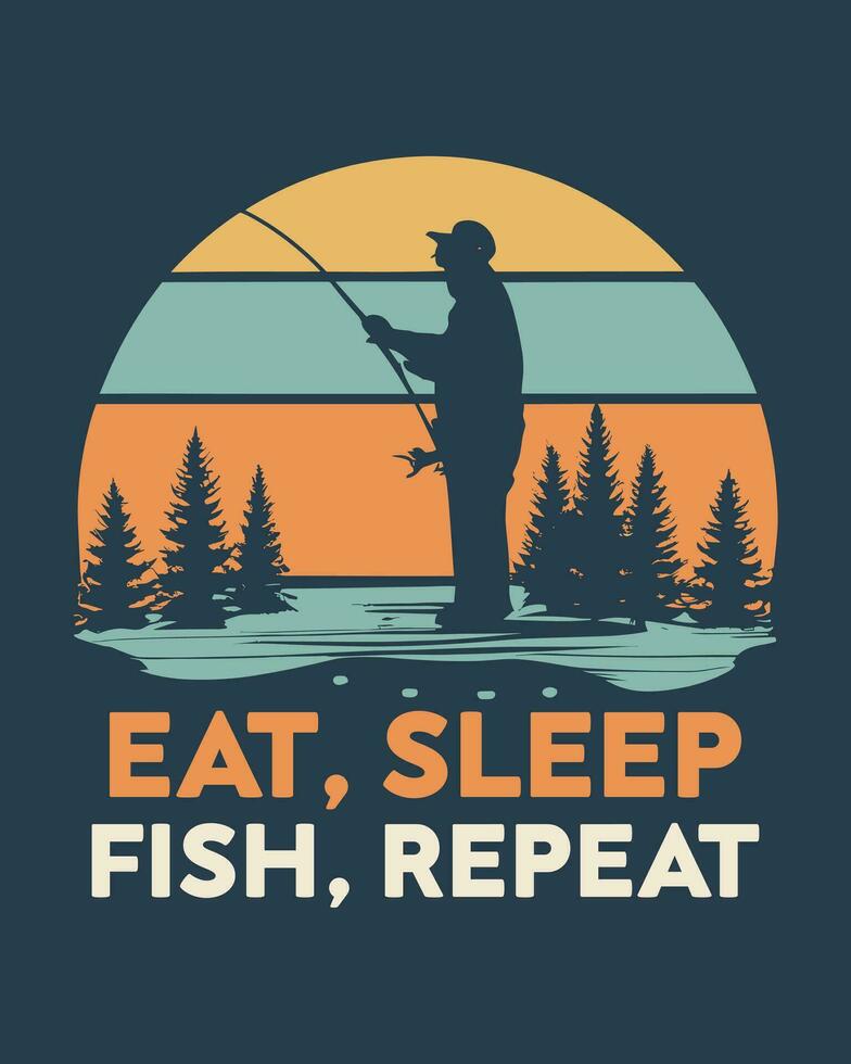 design de camiseta de pesca vetor