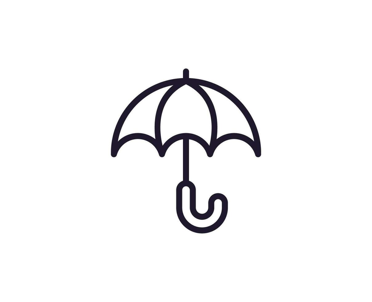 guarda-chuva vetor linha ícone. Prêmio qualidade logotipo para rede sites, projeto, conectados lojas, empresas, livros, anúncios. Preto esboço pictograma isolado em branco fundo