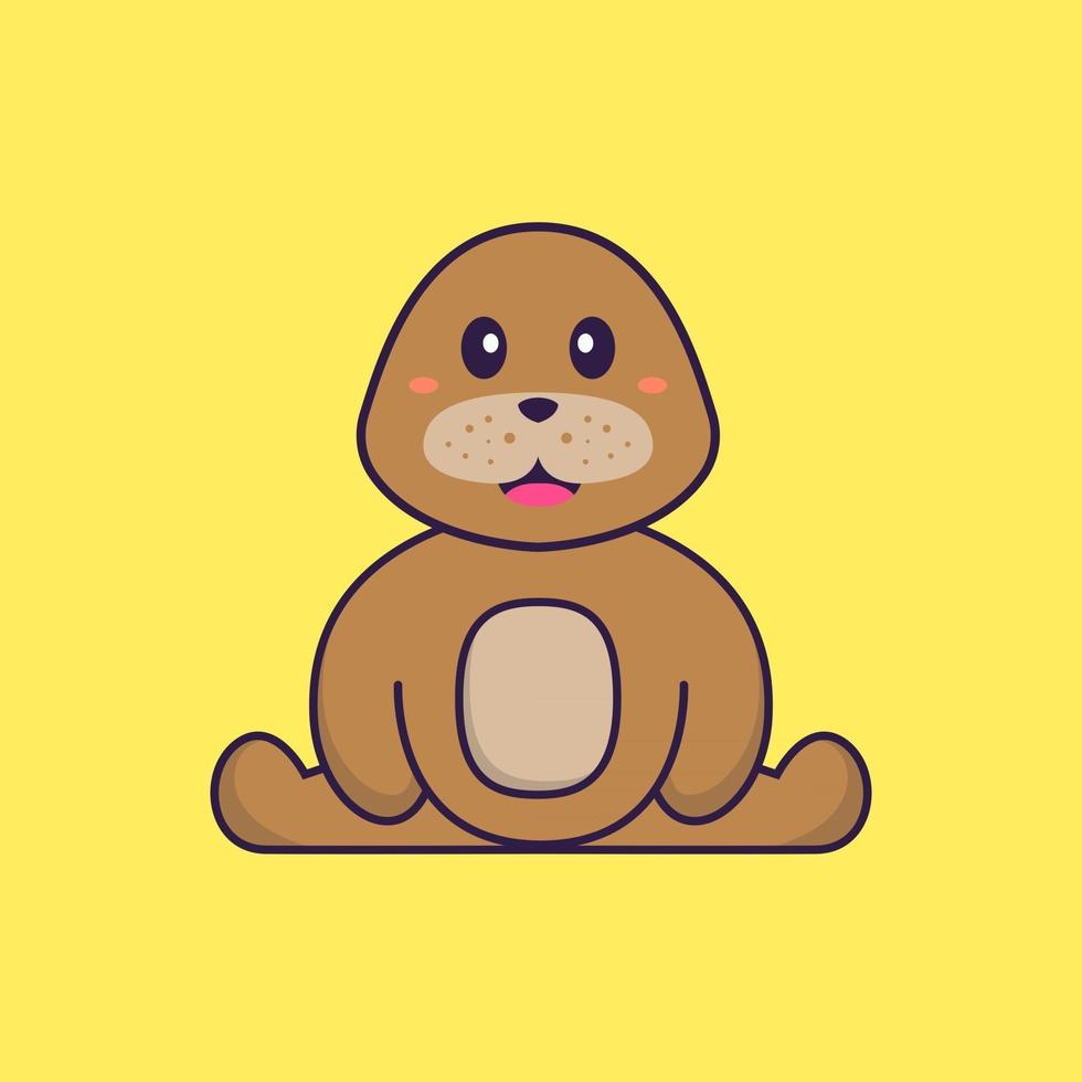 cachorro bonito está sentado. conceito de desenho animado animal isolado. pode ser usado para t-shirt, cartão de felicitações, cartão de convite ou mascote. estilo cartoon plana vetor