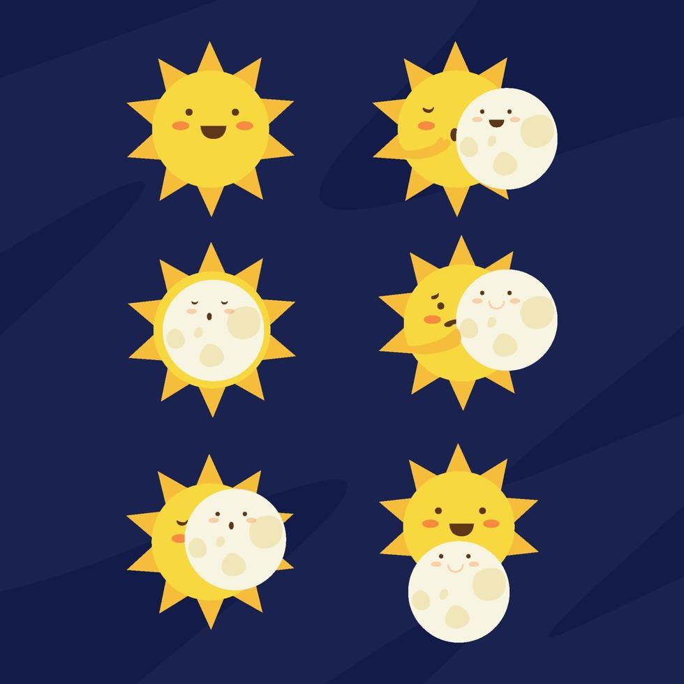 coleção de adesivos de eclipse solar vetor