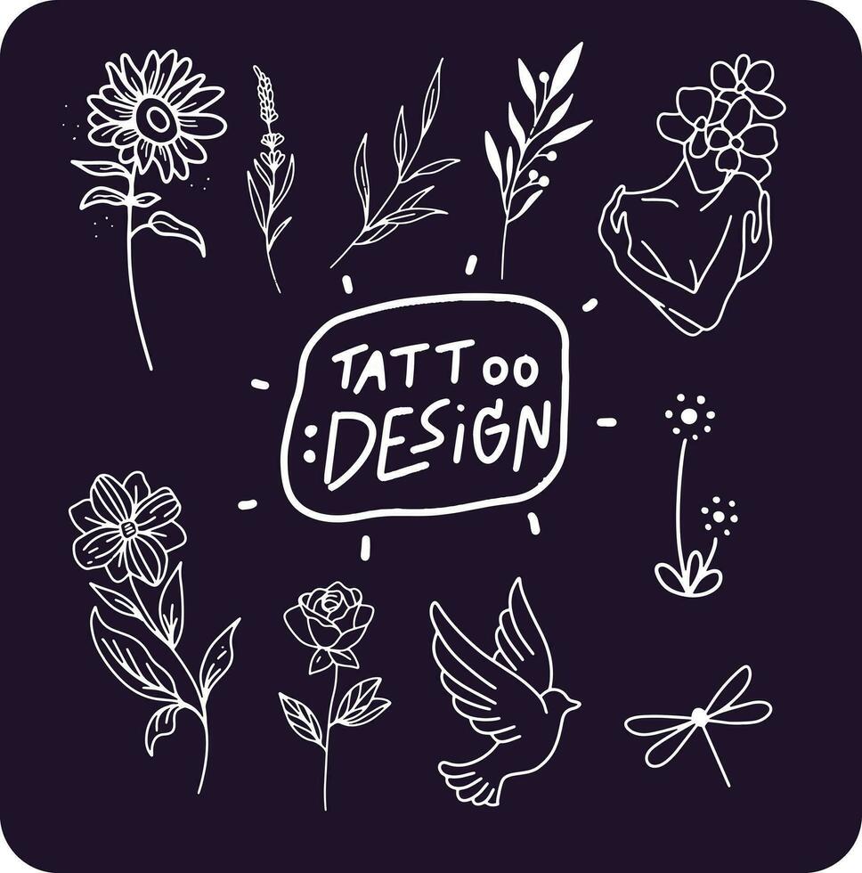 fofa rabisco e tatuagem Projeto vetor