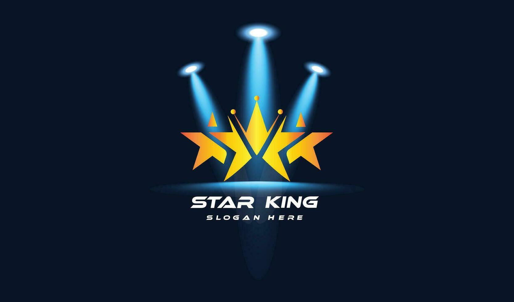 Estrela rei logotipo Projeto com iluminação efeito vetor