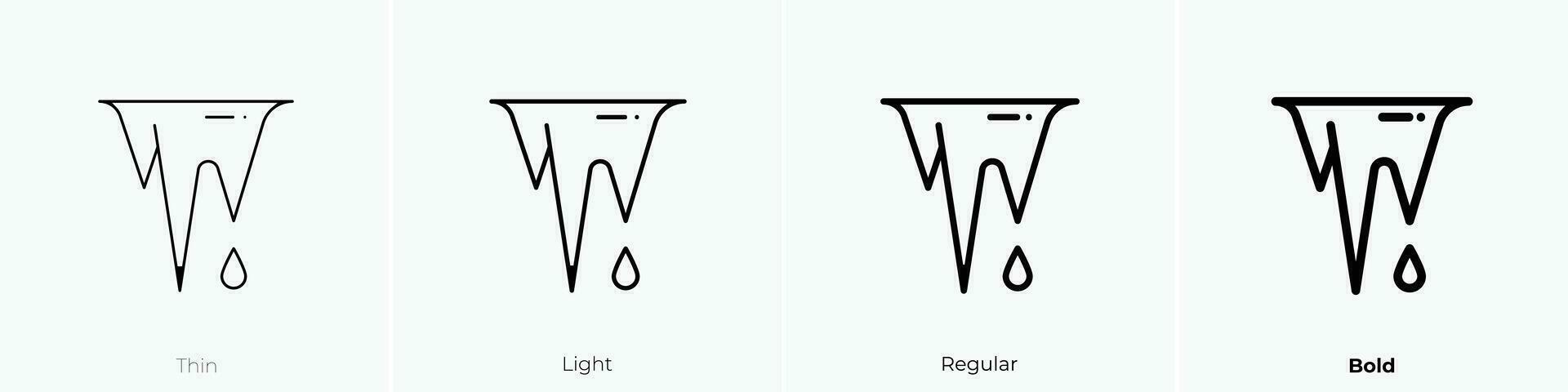 estalactite ícone. afinar, luz, regular e negrito estilo Projeto isolado em branco fundo vetor