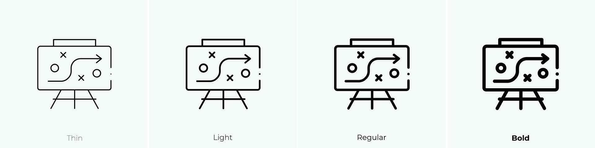 estratégia ícone. afinar, luz, regular e negrito estilo Projeto isolado em branco fundo vetor