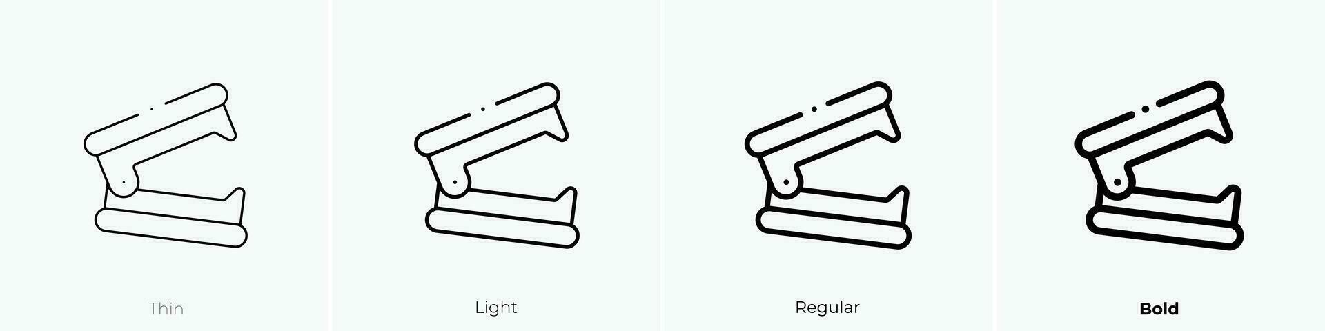 agrafador removedor ícone. afinar, luz, regular e negrito estilo Projeto isolado em branco fundo vetor