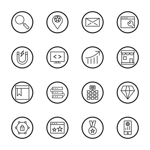 Conjunto de vetor SEO Search Engine Optimization Icons