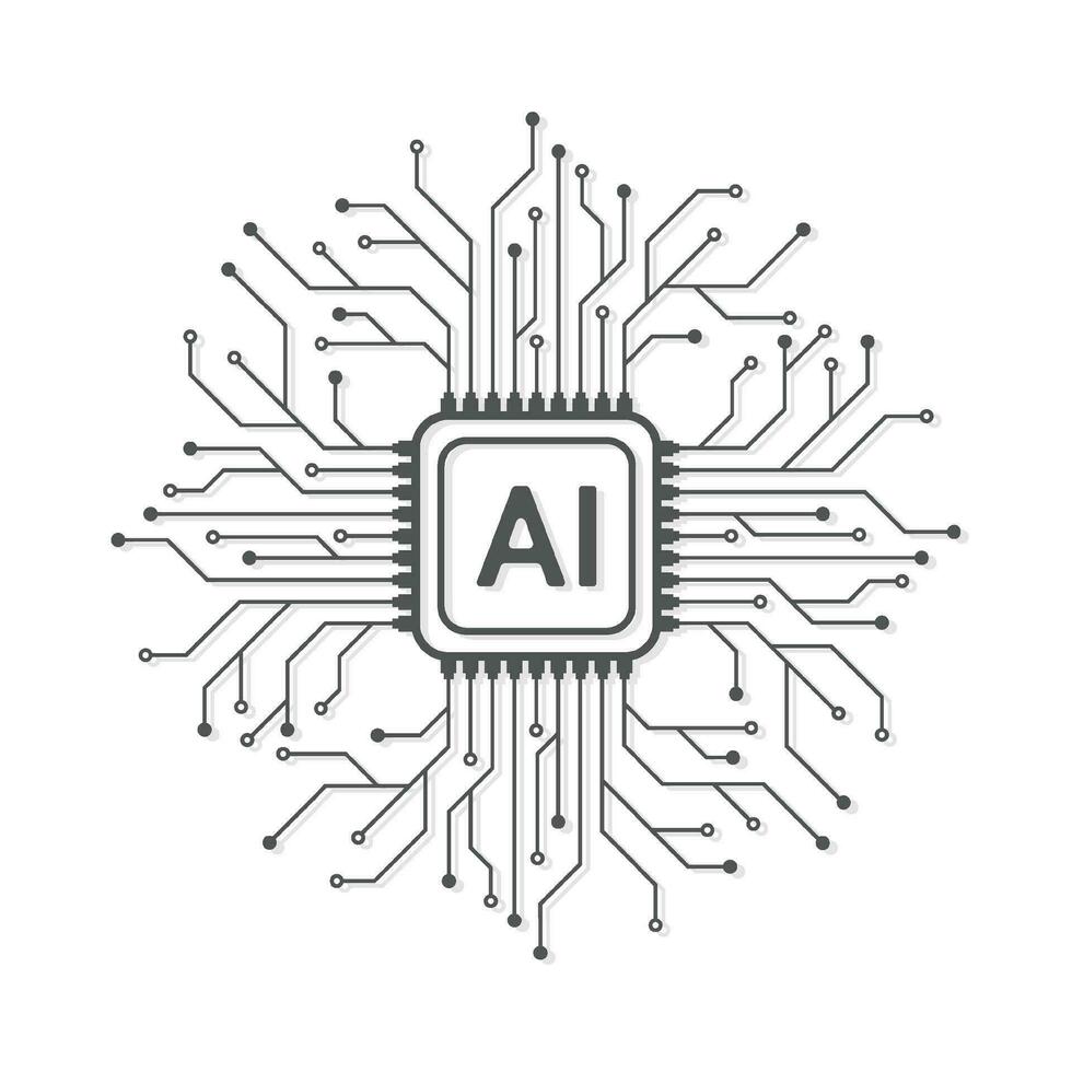 artificial inteligência o circuito linha estilo. máquina Aprendendo Projeto. inteligente rede digital tecnologia. ai. vetor ilustração