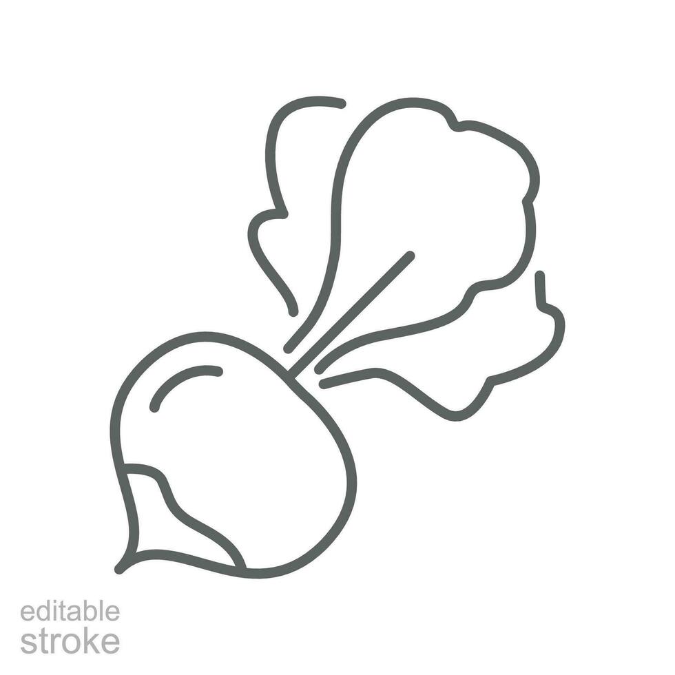 rabanete ícone, natureza vegetal e frutas Comida. beterraba, raiz-forte, orgânico Comida. ervas saudável fresco natural e mercado tema. editável AVC. vetor ilustração Projeto em branco fundo eps 10