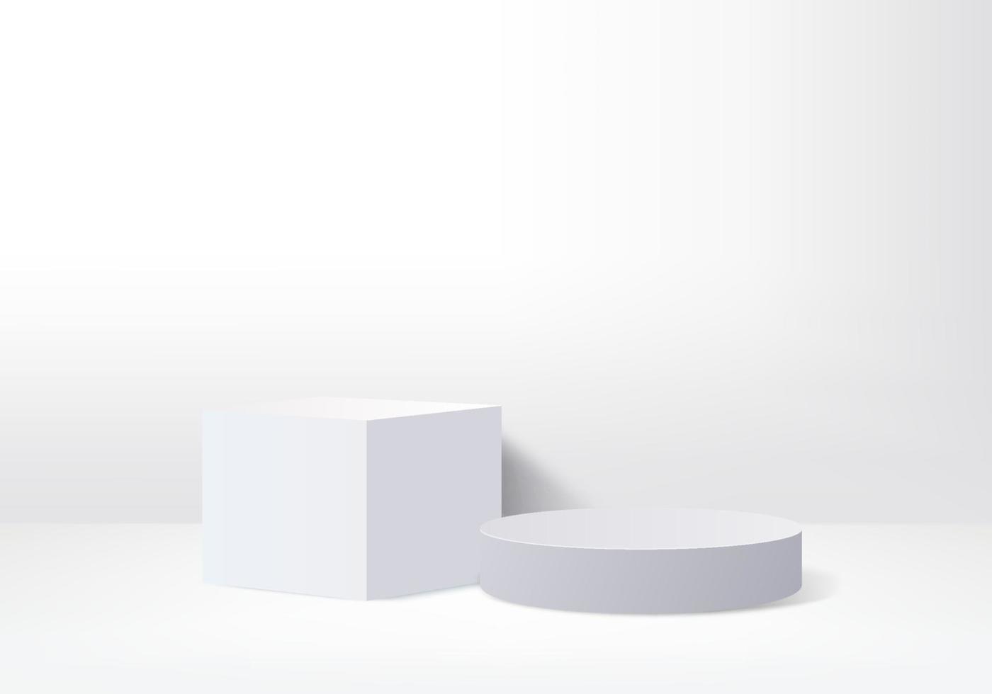pódio na composição azul abstrata, renderização 3d, ilustração 3d, maquete de fundo 3d azul com pódio e cena de parede rosa mínima, maquete 3d forma geométrica abstrata azul cor pastel. palco para premiações no site em modernidade. vetor