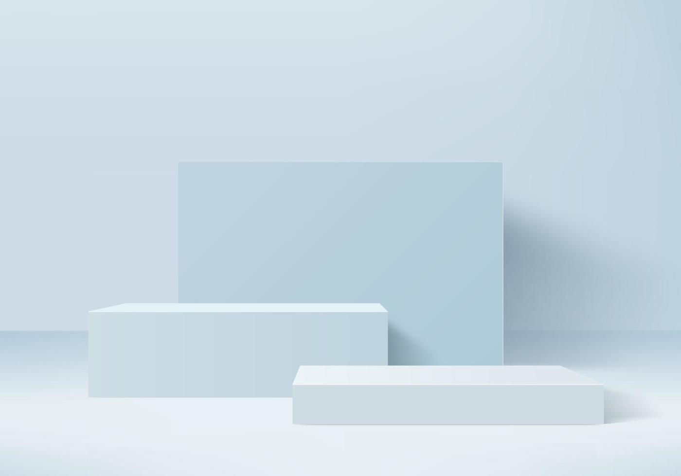 Os produtos de fundo 3D exibem a cena do pódio com a plataforma geométrica. fundo do vetor renderização 3d com pódio. estande para mostrar produtos cosméticos. vitrine de palco em estúdio de exibição de pedestal azul