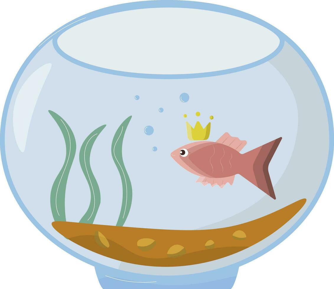 peixe com uma coroa dentro a aquário vetor